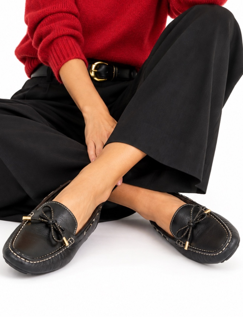 Eastland Mercure Women’s Black Leather Driving Moc Loafers Style SZ 9 MED